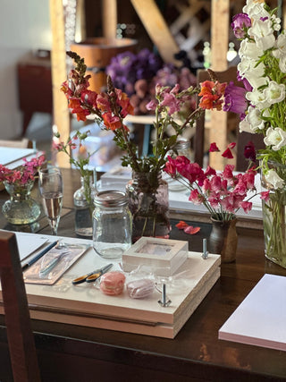 Image showcasing pressed flower workshop organized by Vancuterie Floral Preservation Studio in Washington